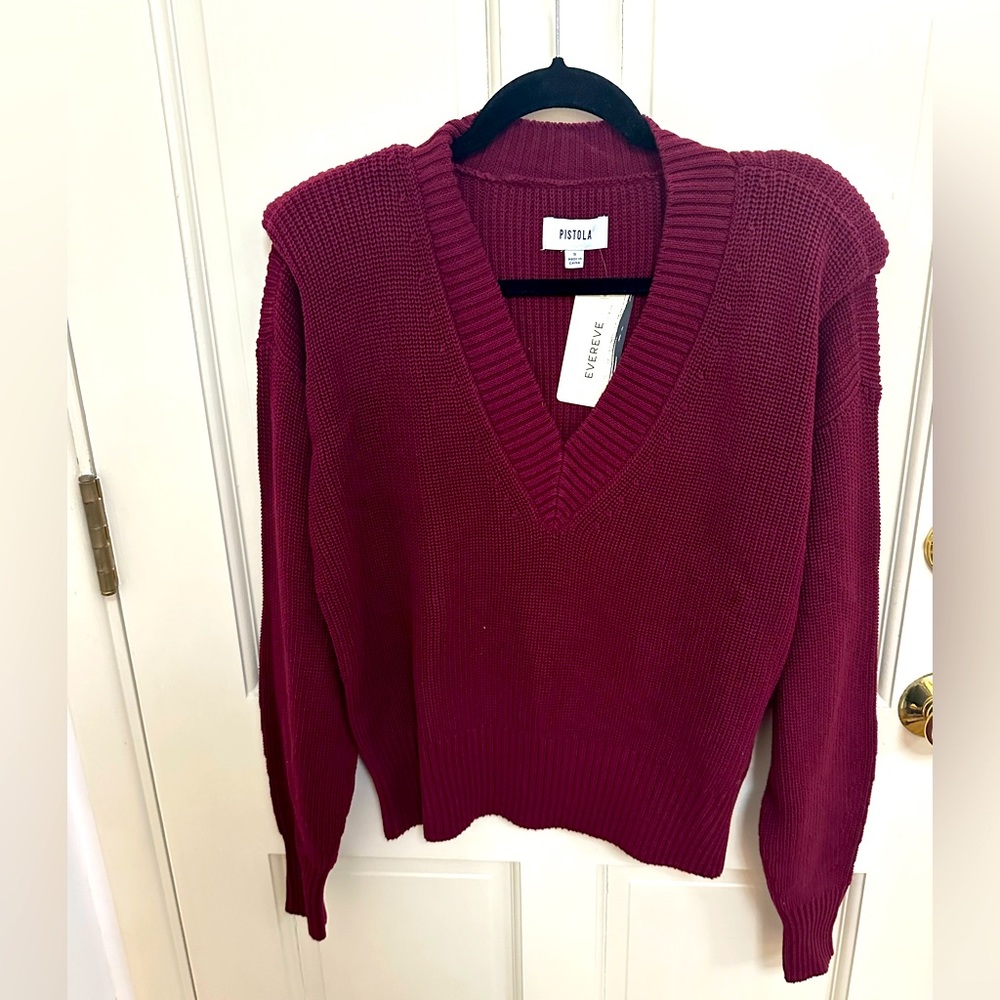 Pistola Burgundy V-Neck Sweater